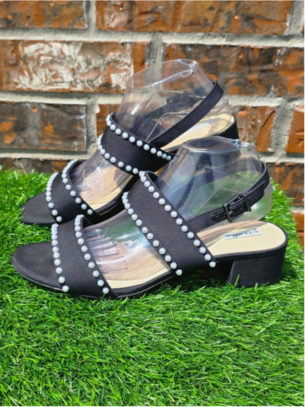 ALEX MARIE Black Pearl Embellished Sandals Women's Size 10 - Picture 3 of 7